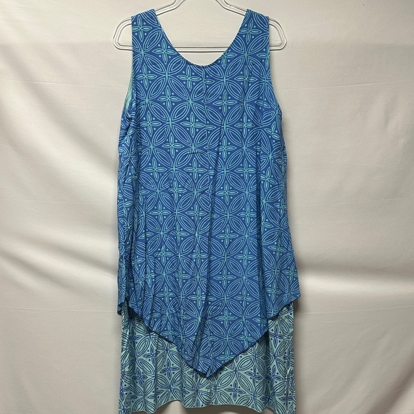 Lost River Clothing Co. Blue Batik Layered Hem Tank Dress Tunic XL | Boho Resort - Picture 4 of 4